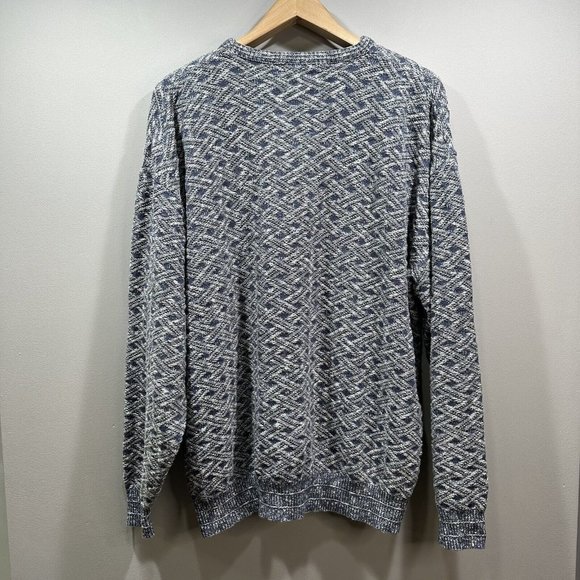 VTG SHENANDOAH Mens XXL Blue Gray Lattice Knit Cotton Blend Crew Neck Sweater US - Picture 11 of 12
